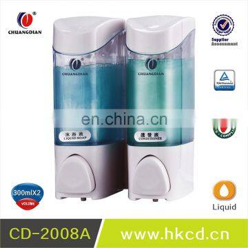 300ml*2 Hotel Household White ABS Transparent Soap Shampoo Dispenser Wall Mounted CD-2008A