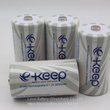 D 1.2V 8000mAh Ultra-low self-discharge NiMh Rechargeable Battery