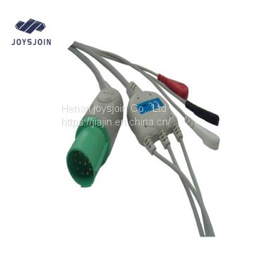 Biolight M7000 M8000 12pin 3-lead ECG Cable with leadwires Sanp, AHA