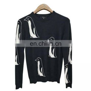 DiZNEW Custom latest flat knitting sweater fashion pattern crew neck fancy black men sweater