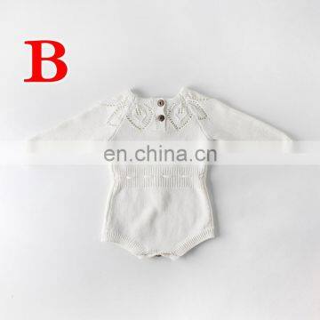 High Quality Knitting Romper 2019 New Arrivals Baby Kids Climbing Cotton Girls Kids Hollowed Out Leaves Romper photo-3