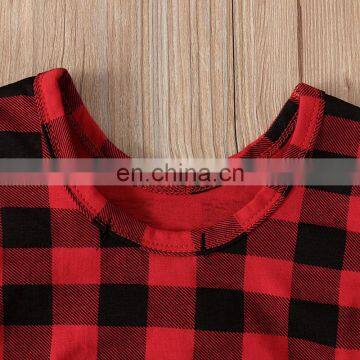 Fall Baby Girl Rompers Set Toddler Christmas Plaid Jumpsuit Headband 2pcs Set Playsuit Long Sleeve Holiday Clothes Set photo-5