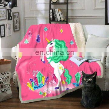 Customized Unicorn Blanket Double Layer Mink Sherpa Blanket Baby Fleece Unicorn Blanket photo-5