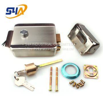 Nickel Plating Access Control Mechanical Combination Electric Rim Door Lock with Double Cylinder