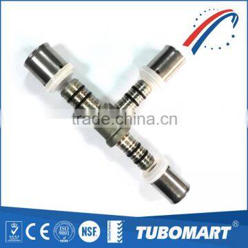 Gas Pipe parts brass 3 Way tube connector copper unequal tee male female tee fitting