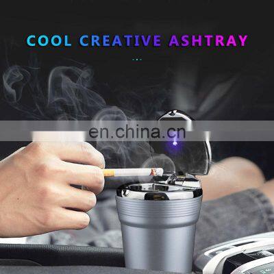 Carest Car Accessories Portable LED Light Car Ashtray Universal Cigarette Cylinder Holder Car Styling 2021 photo-3