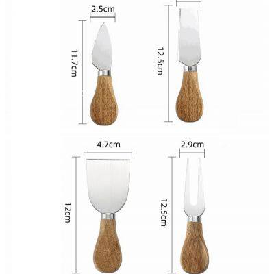4 Piece Cheese Knives Set With Wood Handle Steel Stainless Cheese Slicer Cheese Cutter