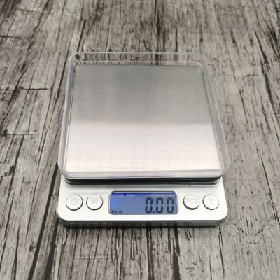 500g/0.01g Digital kitchen weight scale with Back-Lit LCD Display,2 Trays, 6 Units digital Stainless Steel food scale, Auto Off, Tare weight, counting PCS Function 500g electronica cooking scale