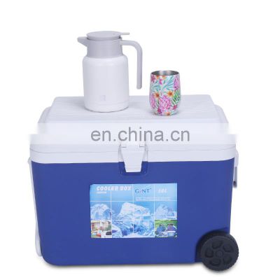 2021 Gint Wholesale  large golf Portable Plastic Ice box Custom  wheeled cooler box for outdoor Promotion trolley