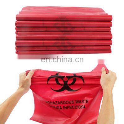 Hot Sale Red PE Plastic Medical Garbage Biohazard Waste Bag for hospital