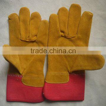 cow split leather winter working gloves with full lining