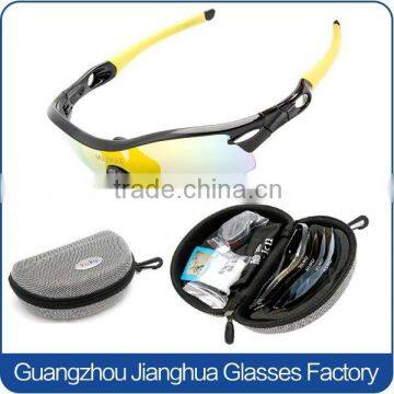 High impact removeable bicycle riding sports sunglasses with interchangeable lenses