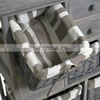 Home Wooden Frame Wicker Basket Drawer Storage Unit Cabinet Cupboards Organizer photo-4