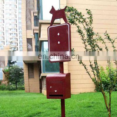 New 2022 Standing Double Stainless Steel Metal Outdoor Poop Rectangular Dog Waste Station photo-5