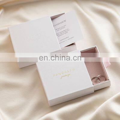 PandaSew Custom Logo Luxury Paperboard With Pink Microfiber Inside Gift Packaging Jewelry Box photo-4