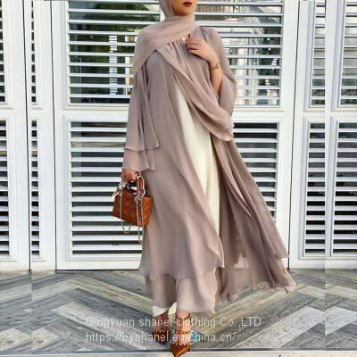 BYSHANEL Women Solid Color Open Abaya Muslim Abaya Hijab