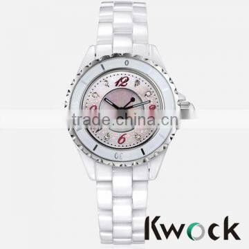 Brand Classic Women's watch white ceramic quartz wristwatches sapphire scratchproof ceramic watch