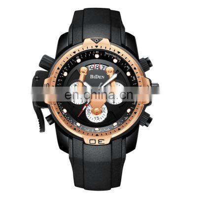 BIDEN 0138 Men's Fashion&Casual Watch Japan Quartz Movement Silicone Band Business Watch Auto Date