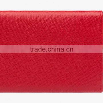 Genuine Saffiano Leather Red Branded Business Name CardHolder Credit Card Bag Coin Purse With Removable Wristbands for Ladies photo-3
