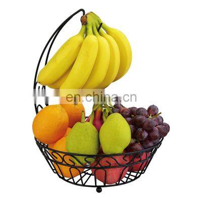 Factory Supplies Metal Wire Hanging Hook Fruit Banana Storage Basket With Holder