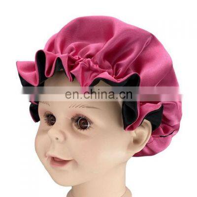 Amazon Best Seller Custom Logo Double Layer Satin Kids Bonnets