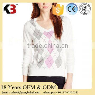 2016 Top level popular color combination sweater cashmere computer knitted color combination sweater