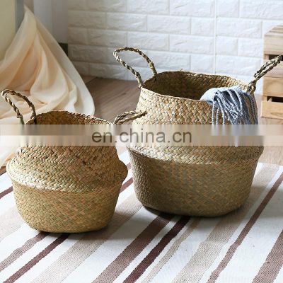 jumbo handmade  play mat toys storage organizer baskets sundries seagrass storage baskets for plants