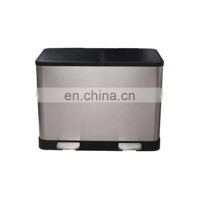 Metal Recycle Garbage Kitchen Bin Rubbish Tea Storage Household 2 Compartment Waste Sorting Trash Can