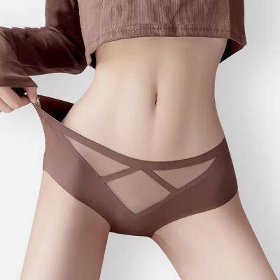 Hot Sale Women High Waist Mesh Panties Sexy Underwear Seamless Cheeky Briefs