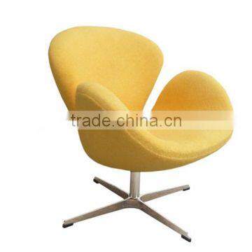 Fiberglass modern restaurant swan chair yellow