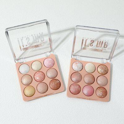 Factory OEM 9 Color High Pigment Make up Bronze Highlight Baked Palette Cosmetic La Sombra De Ojos photo-4