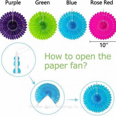 Indoor Outdoor Wedding Round Hanging Chinese Paper Pom Poms Kit With Paper Fan Decoration photo-3