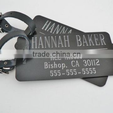 Metal Luggage Tag with Leather Strap