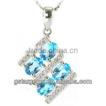 2013 Hot Item 925 Sterling Silver Natural Blue Topaz Pendant