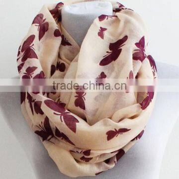 Wholesale Hot Hit New Pattern Butterfly Printing Polyester Cotton Infinity Scarf photo-4