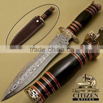 CITIZEN KNIVES, CUSTOM HAND MADE DAMASCUS STEEL HUNTING DAGGER KNIFE