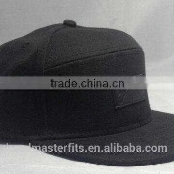 Custom Cheap 7 Panel Wool Flat Brim Leather Patch Snapback Cap photo-2