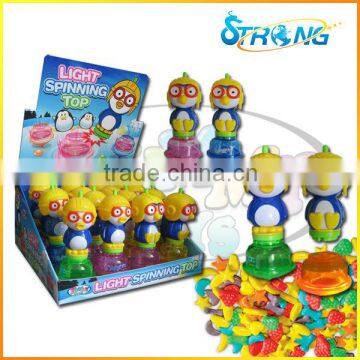 Light spinning top animal candy toys new product China factory