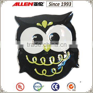 5.7" w black and green owl shape ceramic plate, Halloween owl candy dish