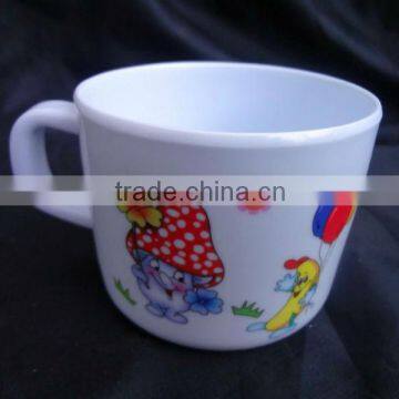 Cartoon printed melamine kid's mug cup with handle