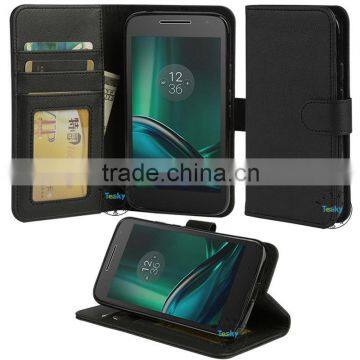 wholesale factory price Wallet Leather Case For moto G4 PLAY, cheap price with super high quality