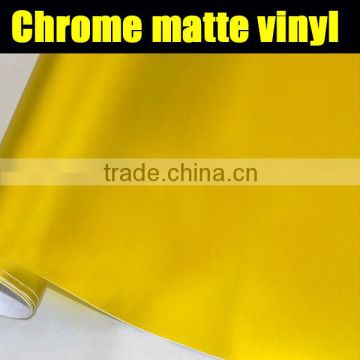 New arrival yellow matte chrome vinyl car wrap with air channels