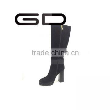 Fashion High Heel Grain Leather Stock Lot Sale Winter Boots