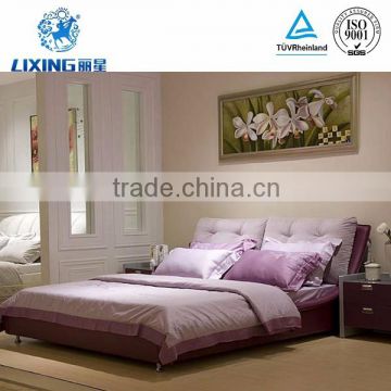 Customized Modern European Style Purple Leather Commercial Hotel Bed