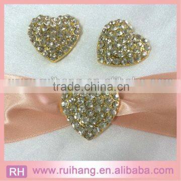 Heart clear crystal rhinestone brooch buckle for wedding invitation card