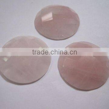 Natural gemstone rose quartz 40mm round cabochon faceted jewelry