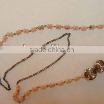 Simple design necklace aragonite button beads necklace jewelry