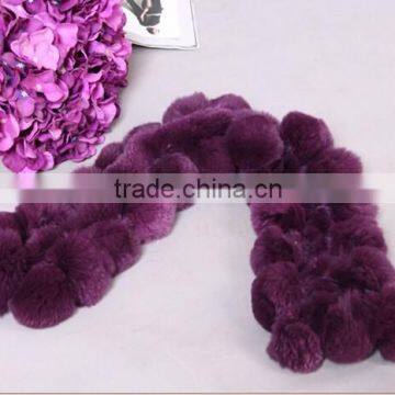 3160# Rex Rabbit Fur Knitted Scarf, Women's Winter Warmer