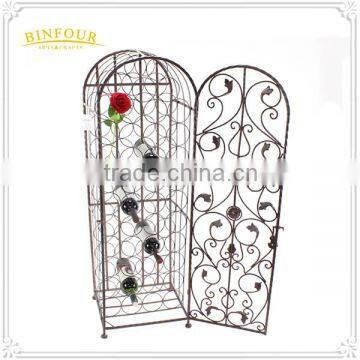 Modern Floor Standing 2 tiers Metal Wine Display Cabinet