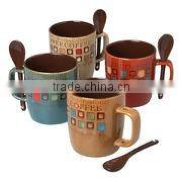 Color changing bulk Ceramic coffee mug with spoon